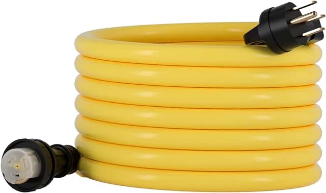 25FT 50Amp Heavy Duty RV Extension Cord with Twist Lock Connector and Easy Removal Handle,NEMA 14-50P to SS2-50R Outlet Generator Cord,125V/250V for Trailer, Camper, Motorhome