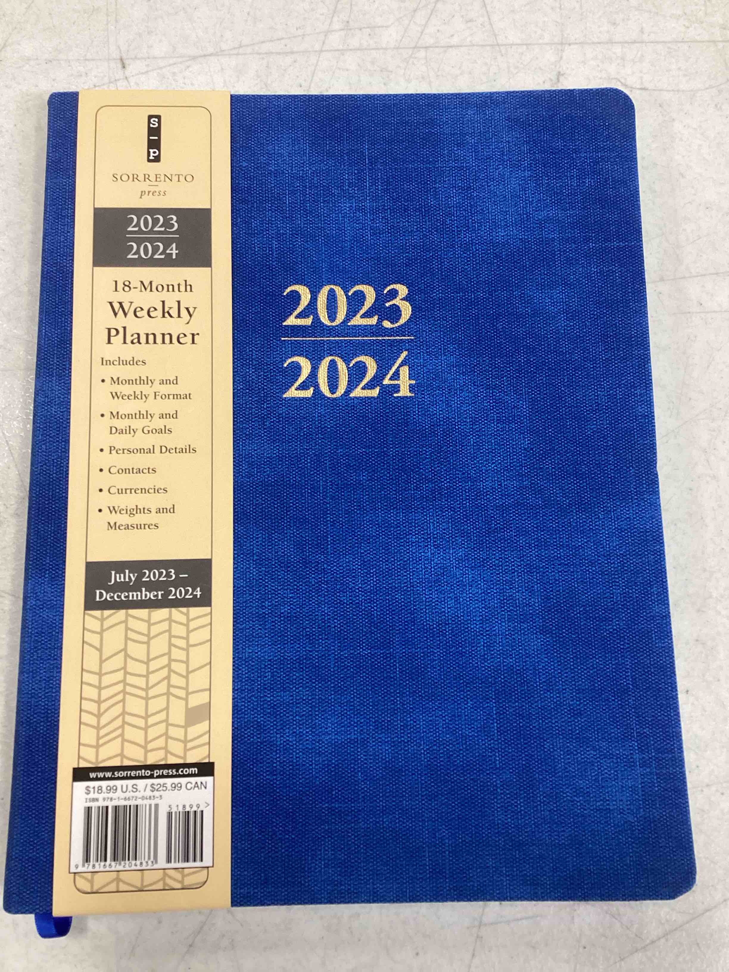 2024 Large 18-Mont Weekly Planner, Blue 