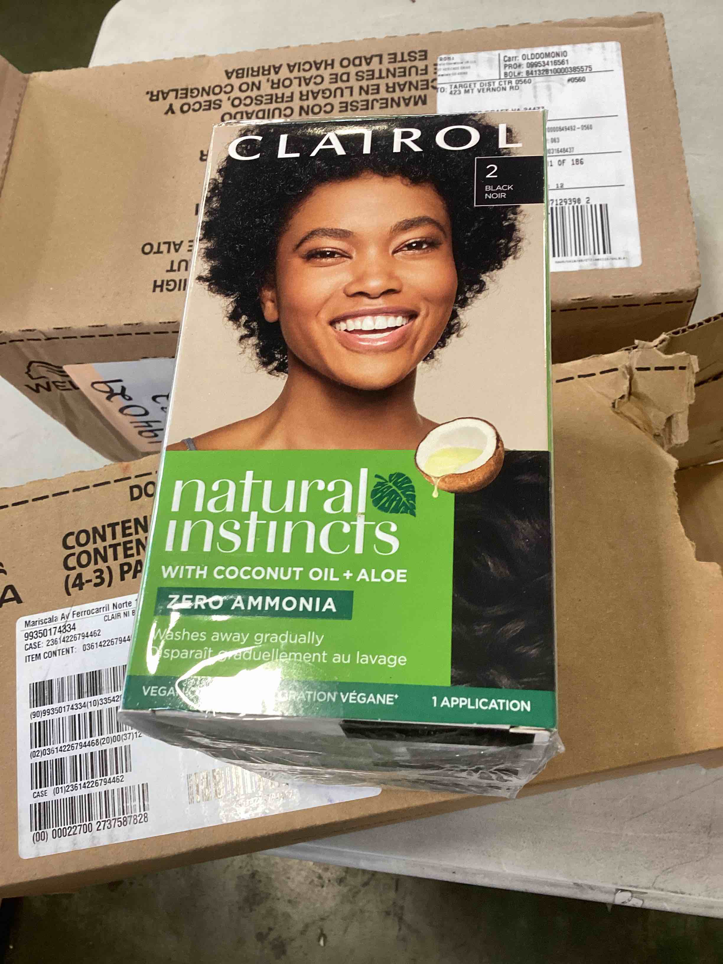 Clairol Natural Instincts Demi-Permanent Hair Color Crème 2 Black, 1 Application (peach of 6)