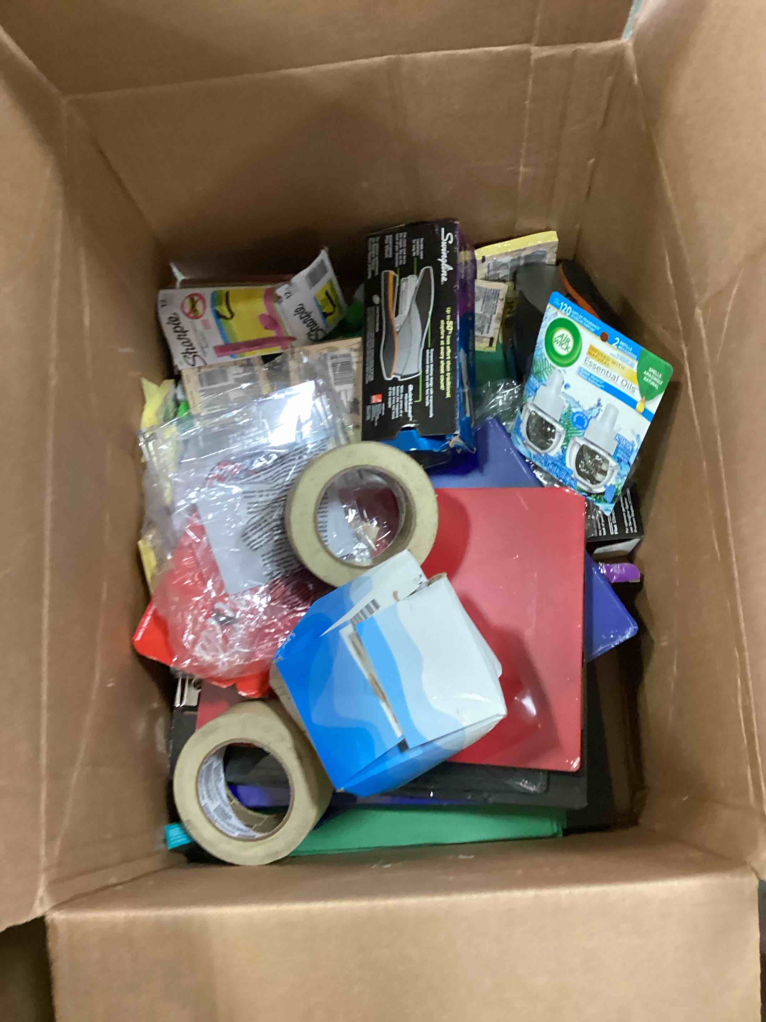 Assorted of Box variety of products for the maintenance and cleaning of office or home. (expiration date, brands and sizes may vary)