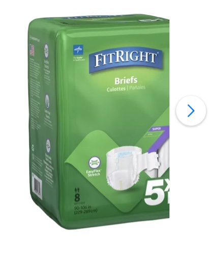 FitRight Adult Diapers, Disposable Incontinence Bariatric Briefs with Super Absorbency, 5XL,  8 Count