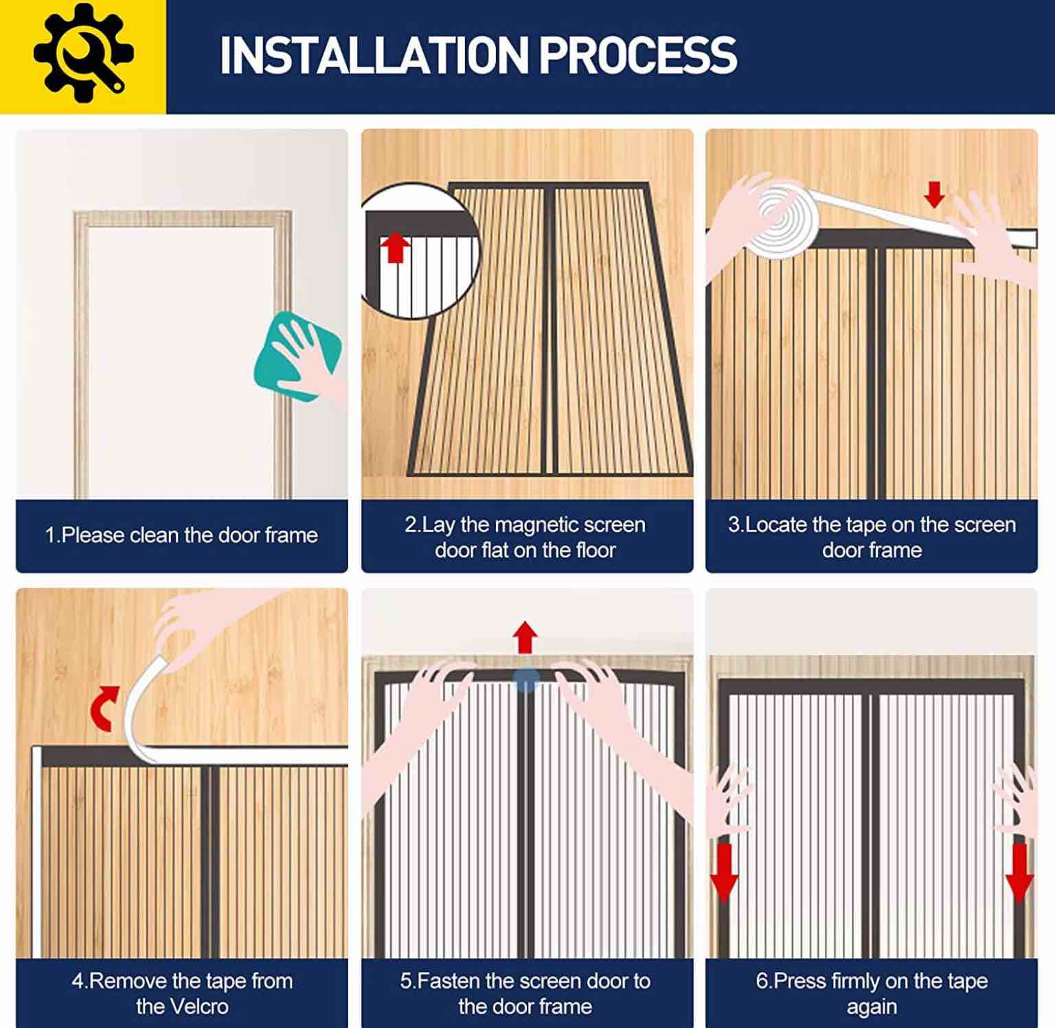Magnetic Screen Door, Fit Door Size 32 x 96 Inches, Screen Doors with Magnets, Pet & Kid Friendlyï¼ŒWorks with Front Doors, Sliding Doors