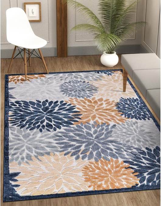 CAMILSON Indoor/Outdoor Rug, Multicolor 9’x12’ Floral Exotic Tropical Area Rugs for Indoor and Outdoor patios, Easy-Cleaning Non-Shedding Living Room, Garden and Kitchen Washable Outside Carpet (9x12)