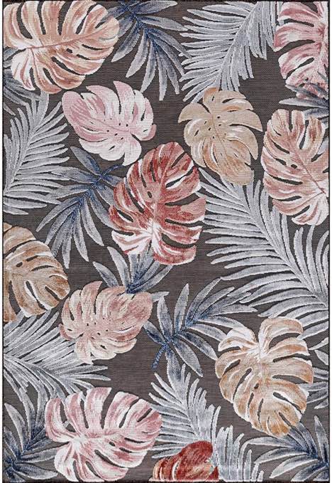 CAMILSON Indoor/Outdoor Rug, Brown 10’x14’ Leaf Tropical Botanical Area Rugs for Indoor and Outdoor patios, Easy-Cleaning Non-Shedding Living Room, Garden and Kitchen Washable Outside Carpet (10x14)