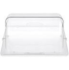 Ziliny 2 Packs Clear Chafing Dish Cover Half Size Roll Top Bakery Pan Display Cover Clear Plastic Chafing Dessert Cake Cover Food Display Cover for Cake Cupcake Exhibition (13 x 10.6 x 6 Inch)