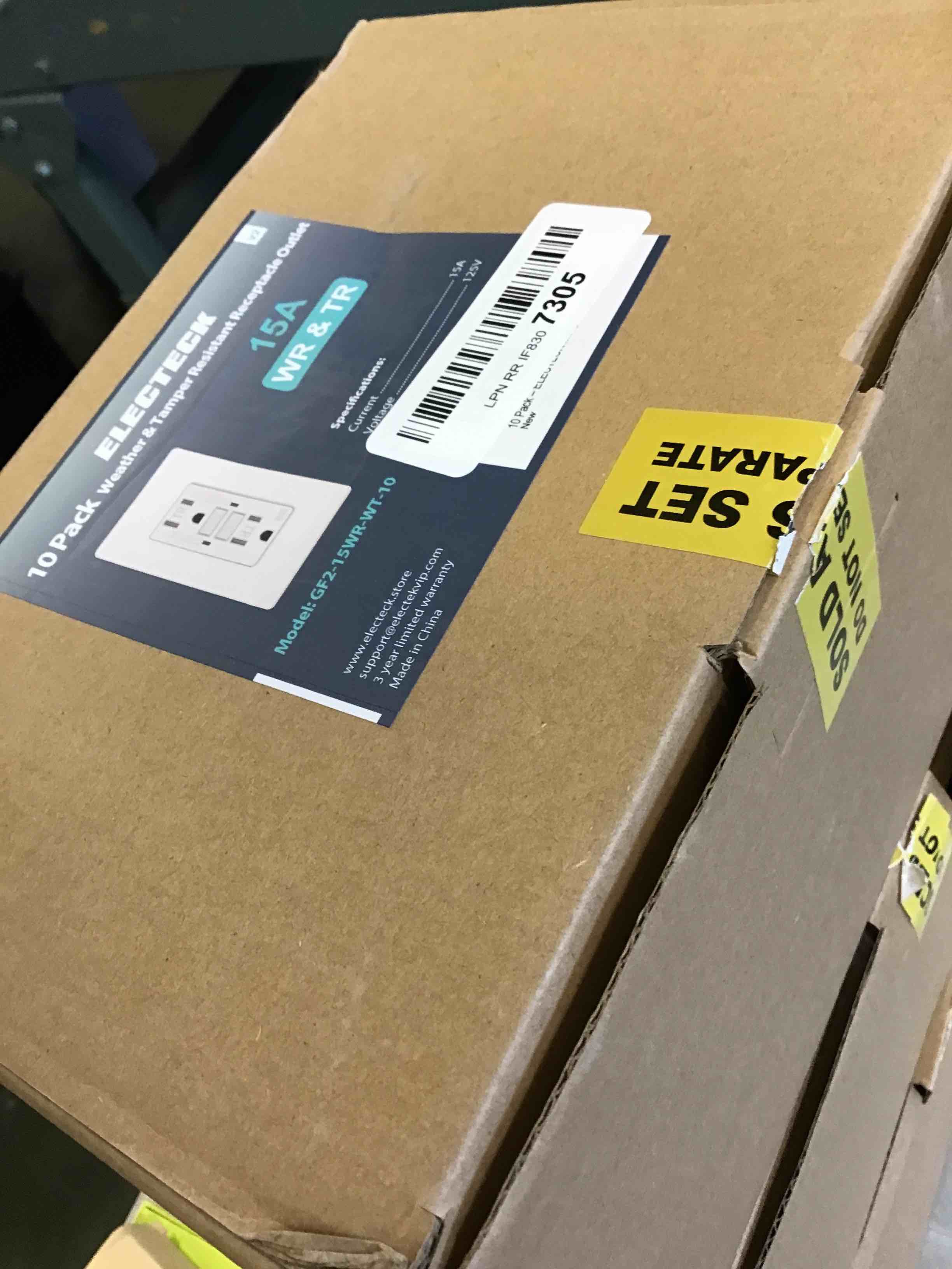 10 Pack – ELECTECK 15 Amp GFCI Outlets, Outdoor Weather Resistant (WR), Self-Test GFI Receptacles with LED Indicator, Ground Fault Circuit Interrupter, Screwless Wallplate Included, UL Listed, White