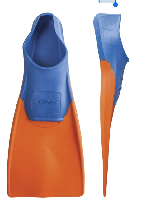 FINIS Long Floating Fins - Swimming Fins for Men, Women, and Kids - Swim Flippers to Improve Body Alignment - Swim Fins for Swimming Accessories - Blue/Orange, XXS (Jr. 11-1