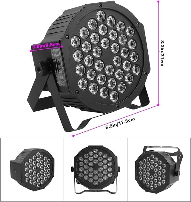 JAJALUYA LED Par Lights 36 LED Stage Lights 9 Modes RGB DJ Lights with Sound Activated Remote and DMX Control DJ Uplighting?for Birthday Party Events Wedding Christmas Stage Lighting