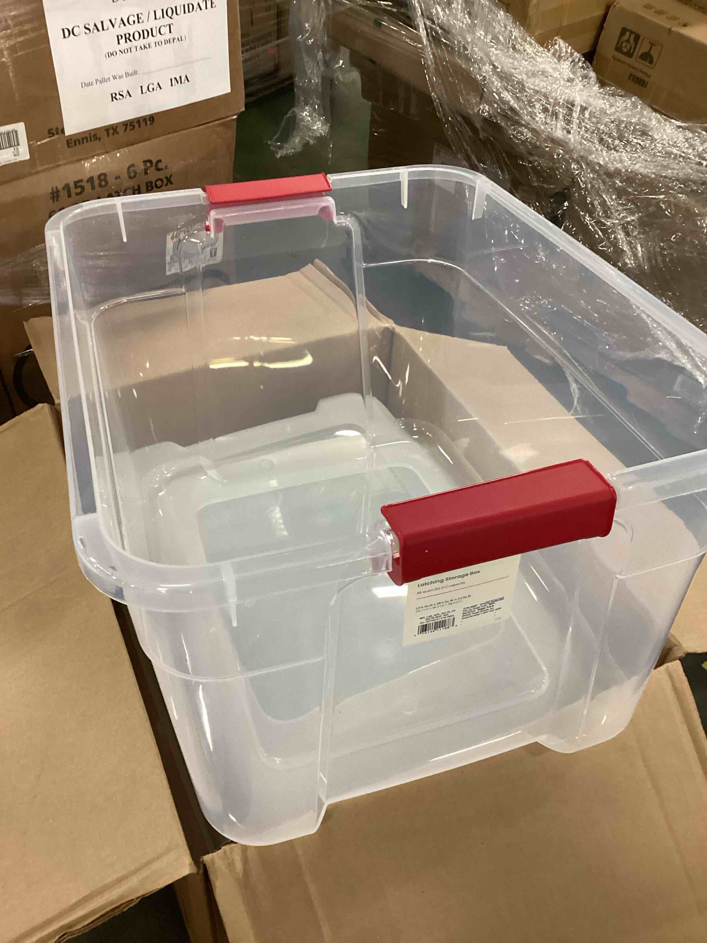 Sterilite 70 Qt Clear Plastic Stackable Storage Bin w/White Latching ...