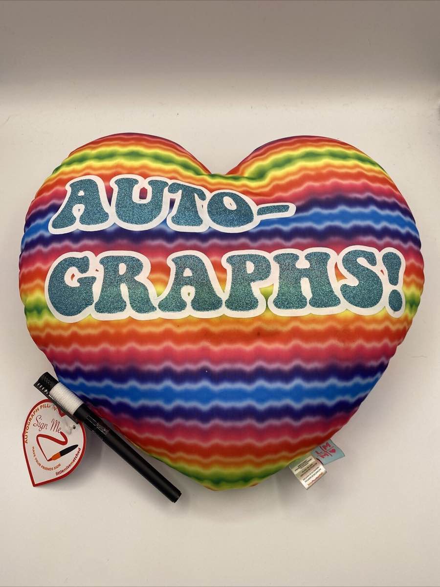 pack of 12pcs Little Miss Matched Glittery Autographs! Tie Dye Autograph Sign Me Heart Pillow
