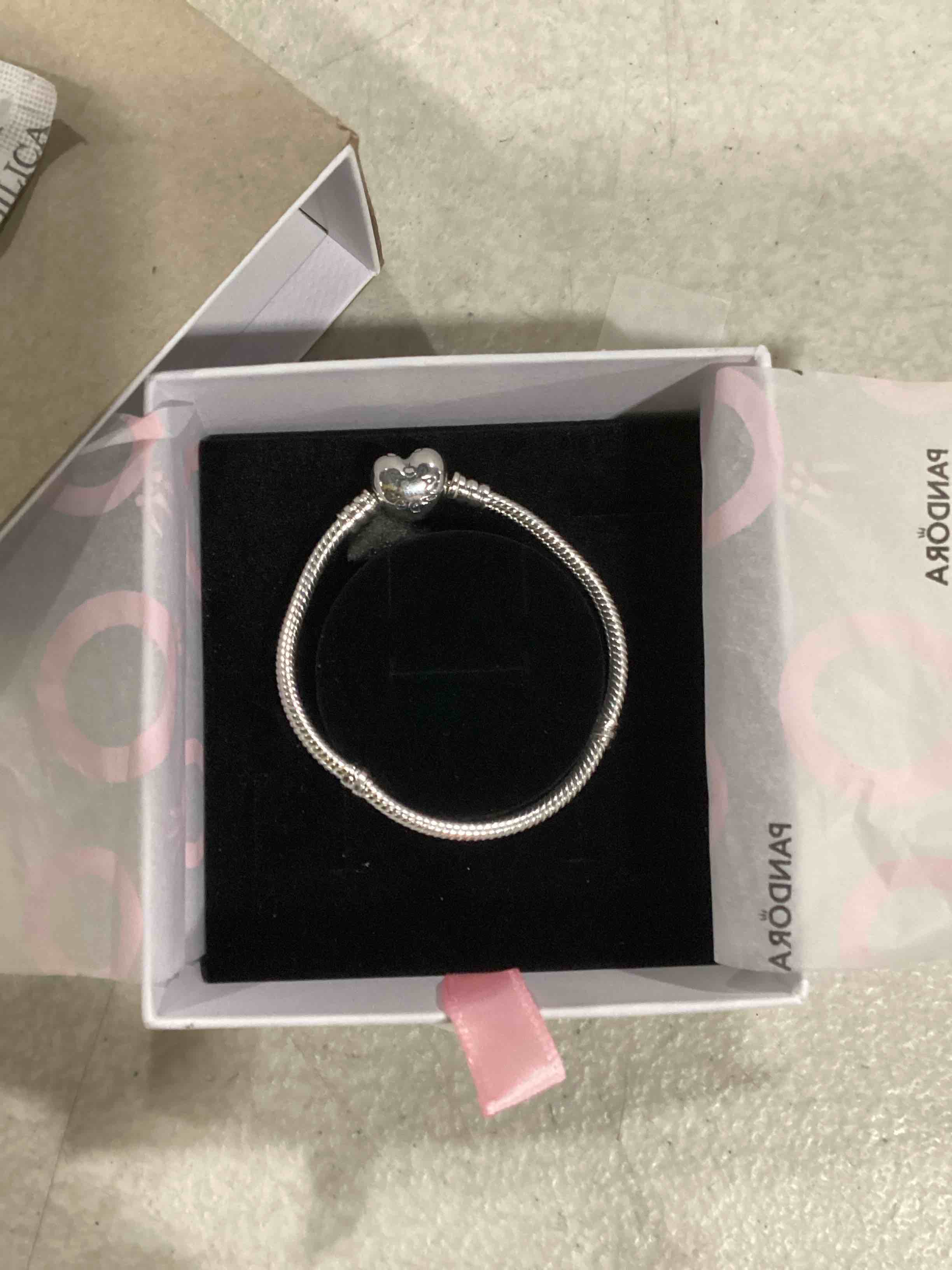 PANDORA Moments Heart Clasp Snake Chain Bracelet - Charm Bracelet - Compatible with PANDORA Moments Charms - Mother's Day Gift with Gift Box