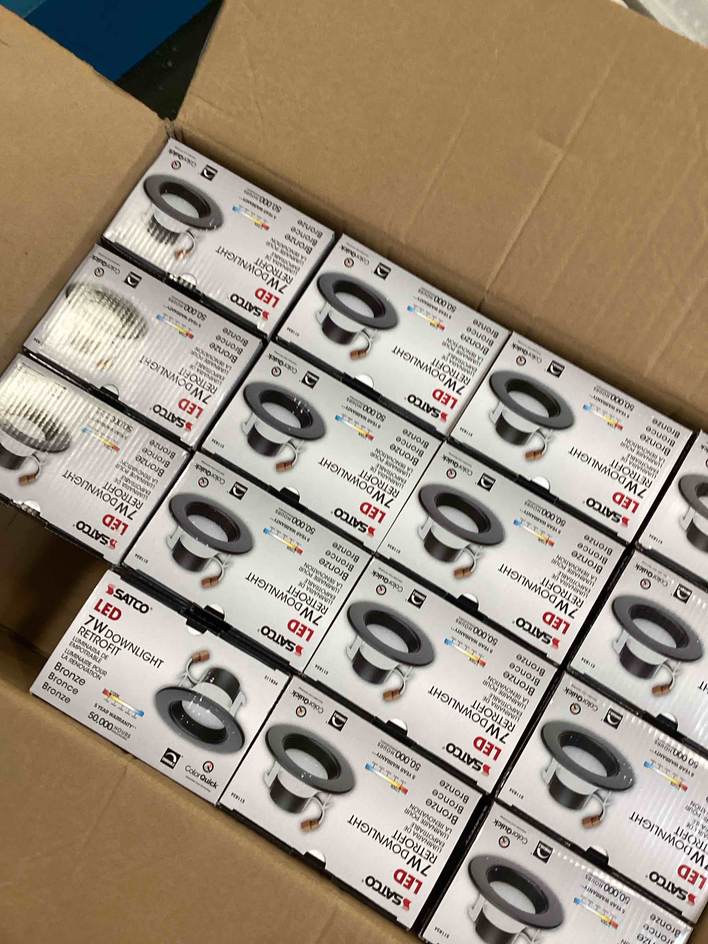 Satco (16 Pack) Led Color Selectable Downlight Retrofits, Part Number S11834, 7 Watt; Led; 4 Inch; Cct Selectable; 120 Volts; Dimmable; Bronze Finish for Industrial and Commercial Use