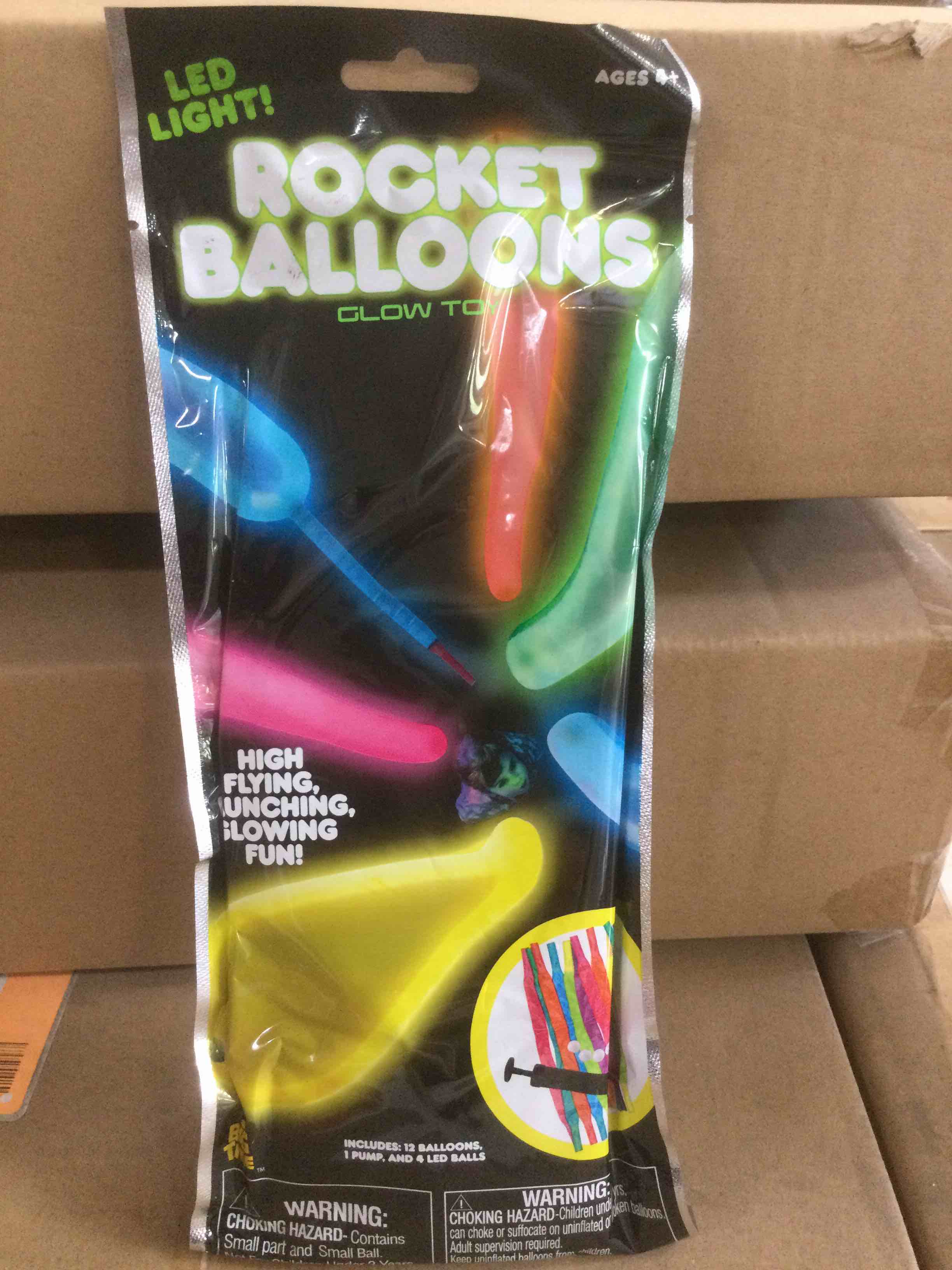 Case pack of 24, Led light Rocket Ballon’s Glow Toy.