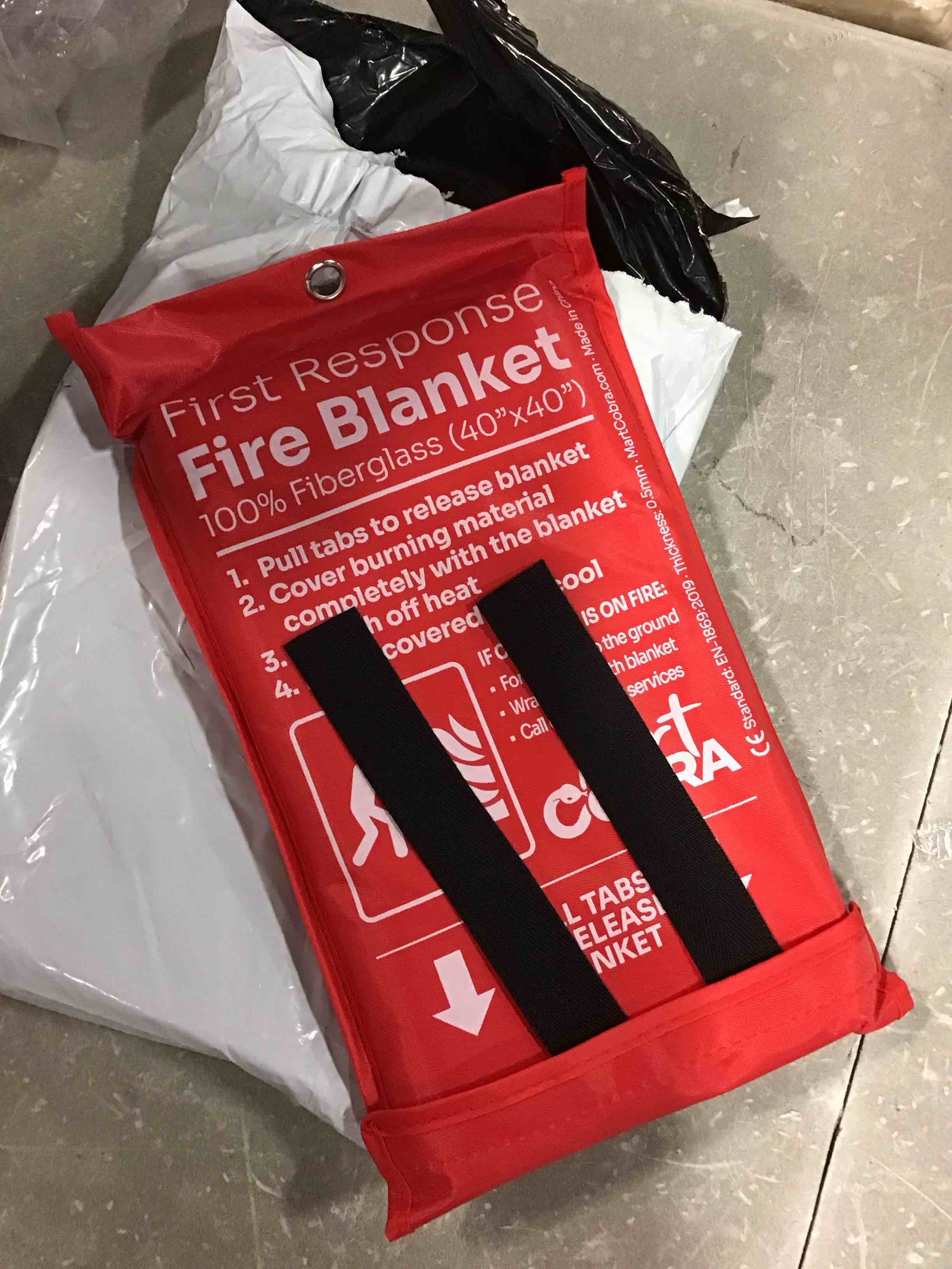 Mart Cobra Emergency Fire Blanket for Home and Kitchen - Fire Blankets for Home - Emergency Fire Retardant Fiberglass Blankets for House - Welding Fireproof Blanket & Fireplace Safety - Pack of 2