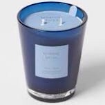 Colored Vase Glass with Dustcover Marine Moss Candle Blue - Threshold