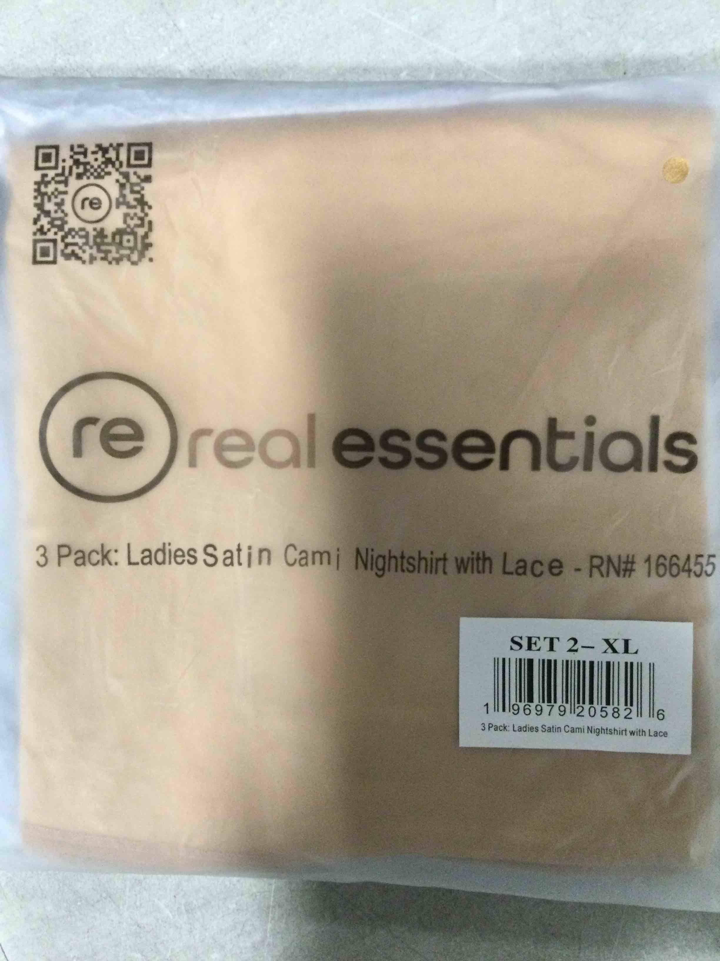 Real Essentials 3 Pack: Women's Lingerie Satin Lace Spaghetti Strap Nightgown Sexy Chemise Nightwear Nightie Small Set 2