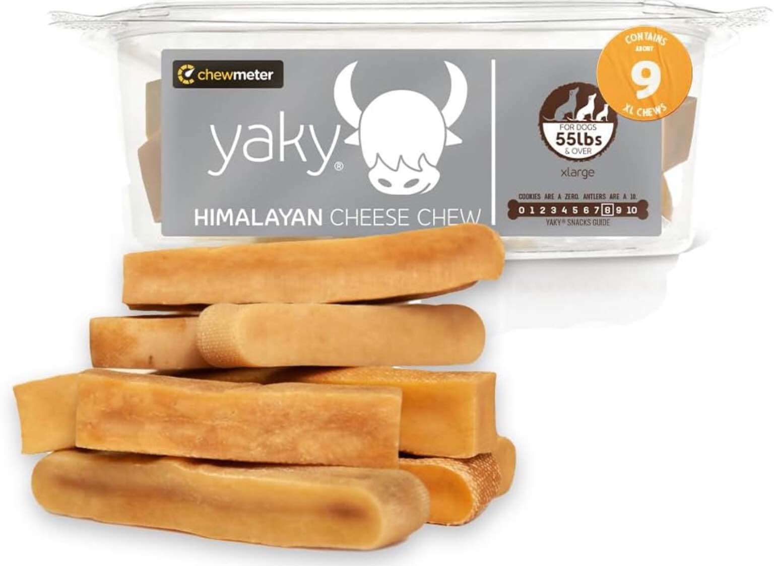 Chewmeter Yaky Himalayan Yak Cheese Dog Chews, Dog Bones for Aggressive Chewers, Healthy Dog Treats, Long Lasting Dog Chew, Natural, Rawhide Alternative, Grain Free, Dogs 55 lbs & Over, 3 lb Bulk Tub Cheese 3 Pound (Pack of 1)