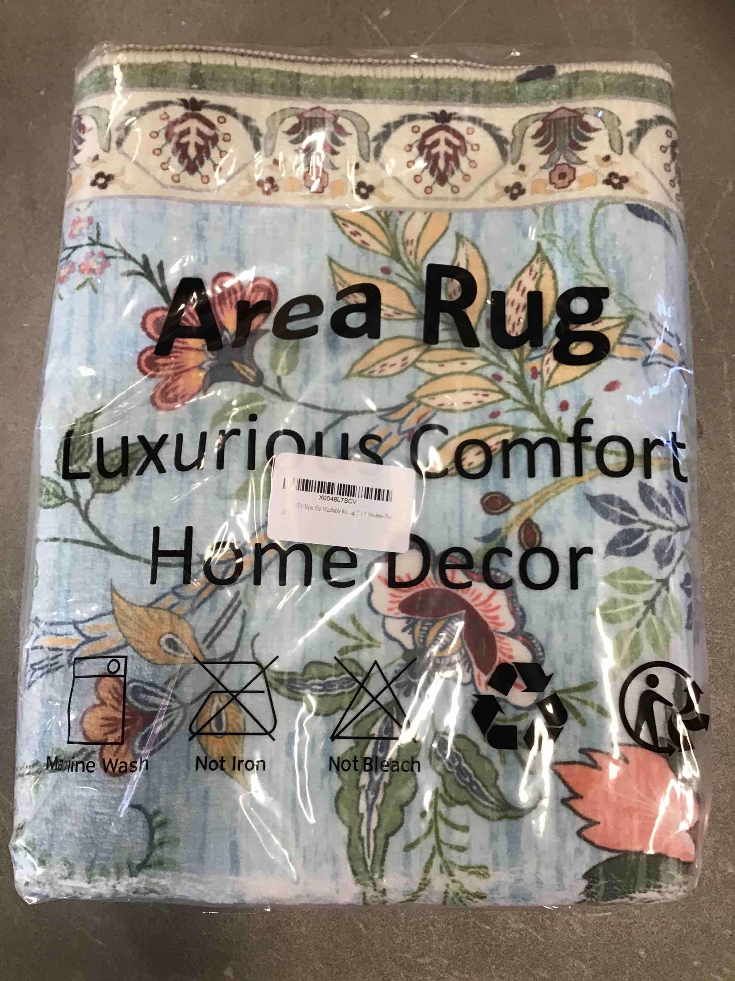 Modern Floral Area Rug - 2x3 Entryway Rug Non-Slip Small Rug, Low-Pile Washable Indoor Door Mat Floor Carpet for Entrance Bedroom Kitchen Bathroom-Black 2' x 3' Black