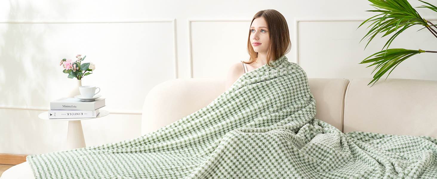 Beauty Shine Throw Blanket for Couch Bed Chair - Checkered and Plaid Small Blanket 50x60 Inches, Super Soft Cozy Lightweight Flannel Blankets All Season