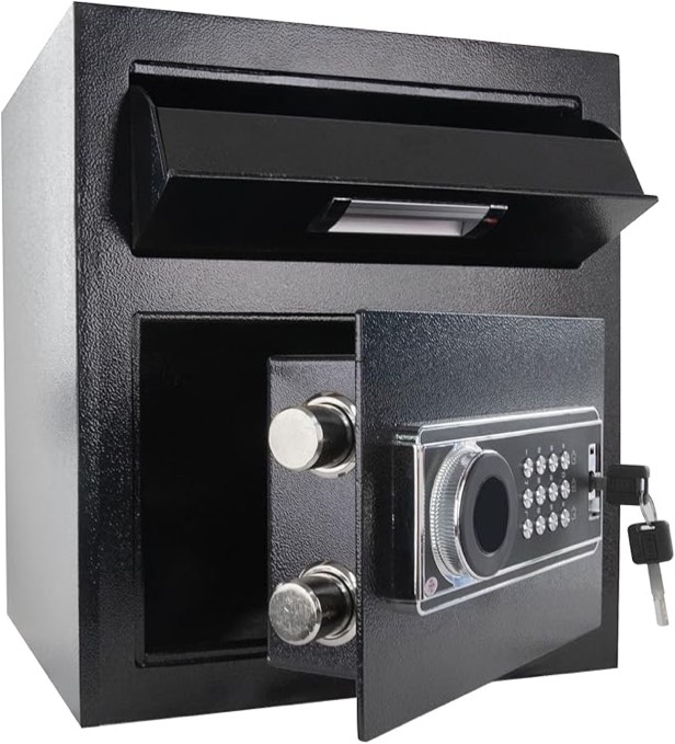 1.8 Cub Security Business Safe and Lock Box with Digital Keypad,Drop Slot Safes with Front Load Drop Box for Money and Mail,Business
