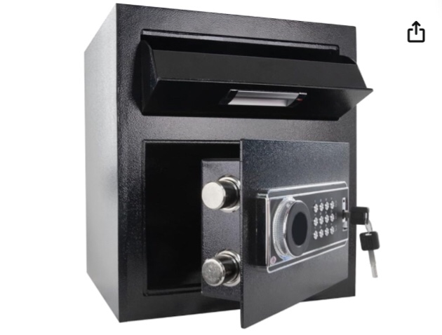 1.8 Cub Security Business Safe and Lock Box with Digital Keypad,Drop Slot Safes with Front Load Drop Box for Money and Mail,Business Brand: BGHSCA