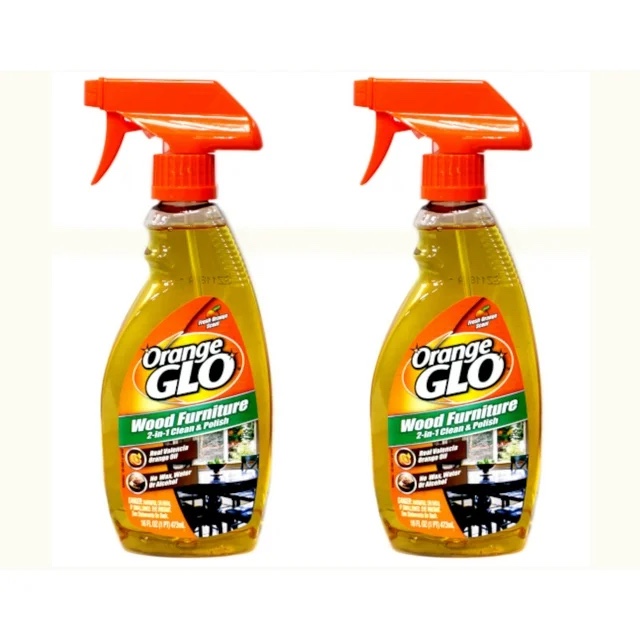 Orange Glo Wood Furniture 2-in-1 Clean and Polish Spray, 16 Ounce (Pack of 2)