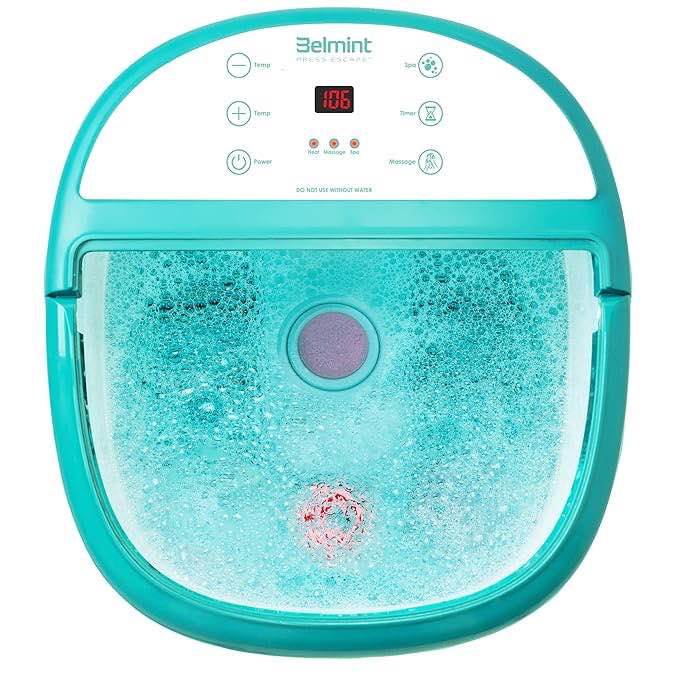  BELMINT, DELUXE FOOT & CALF SPA, Model BEL-FSWH, Foot Spa Foot Bath Massager – Feet Soaking Tub with Heat - Foot Bath with 6 Shiatsu Massage Rollers, Callus Remover, Adjustable Time & Temperature – Stress Relief and Sooths Tired Feet