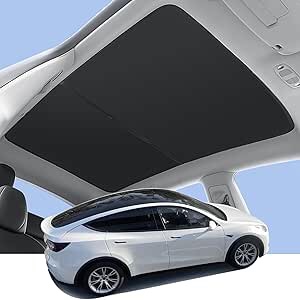 Custom Fit Sunshade Roof for Tesla Model Y 2020-2024, Insulation Glass Roof Sun Shade No Sagging, Silky Roof Shade Black Model Y Black