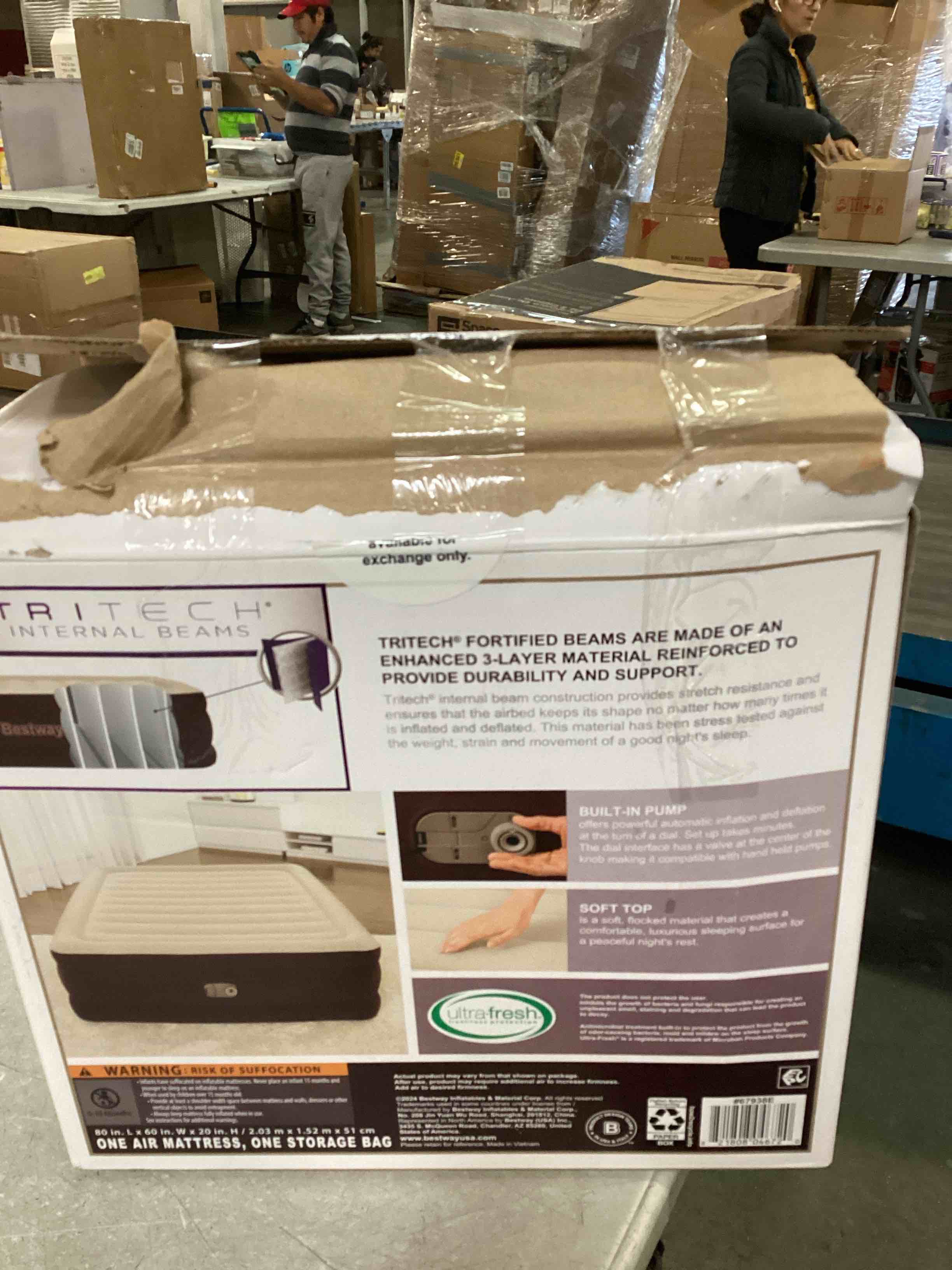 Bestway Maroon 20 Queen Air Mattress with Builtin Pump