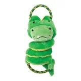 Outward Hound Springys Gator Plush Dog Tug Toy  Green  Medium