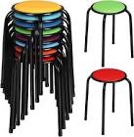 Chitidr Classroom Stools Stackable Assorted Color Metal Stool with Padded Seat Round Stacking Chairs Set Student Round Stool for Class School Library Living Room Office Kitchen (light color 6 pieces) 