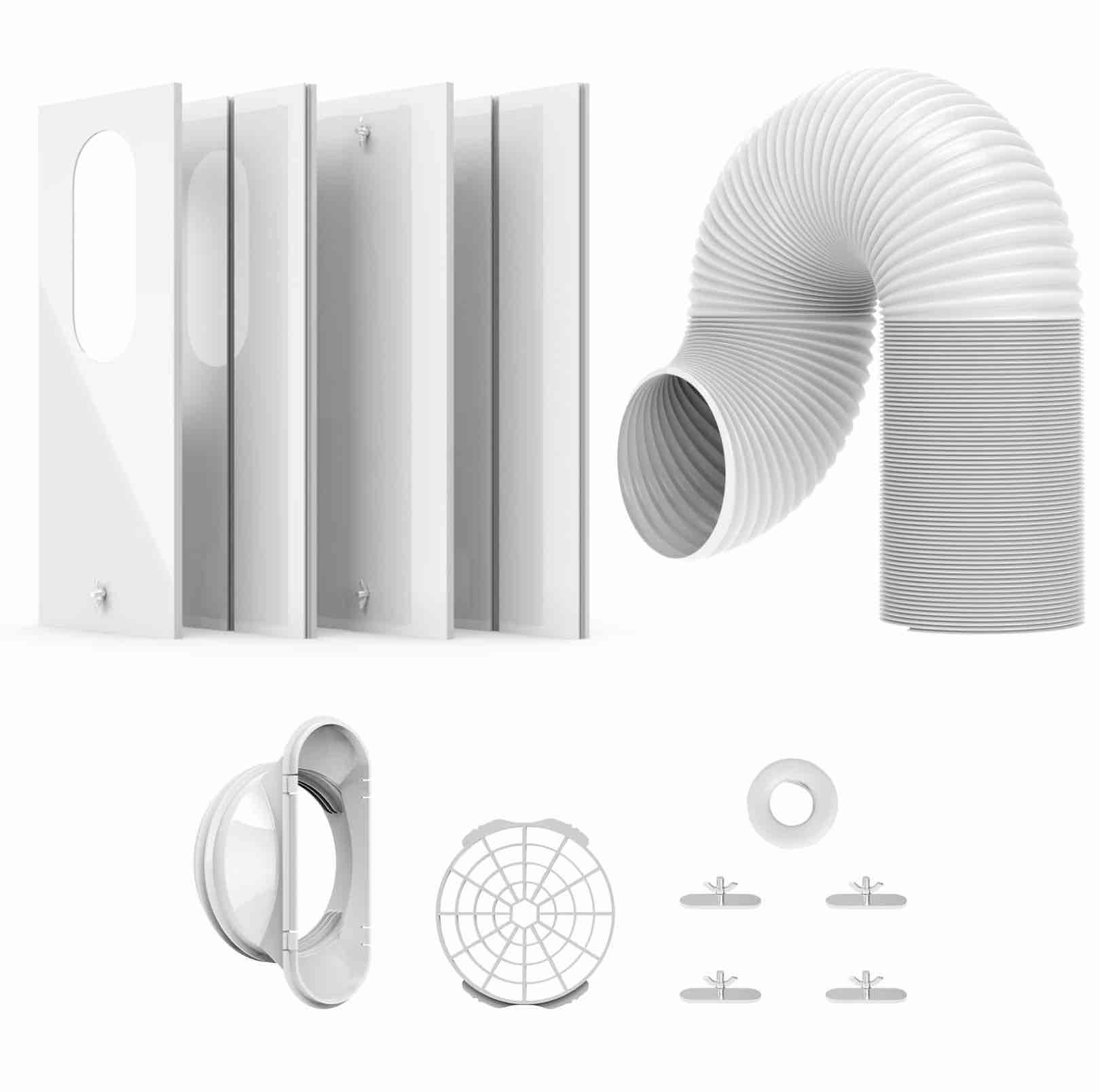 E-SDS Portable Air Conditioner Window Kit with 5.9� Diameter 78" Length Exhaust Hose for Sliding Window, Adjustable AC Window Vent Kit with Hose and 4 Slide Seal Plates