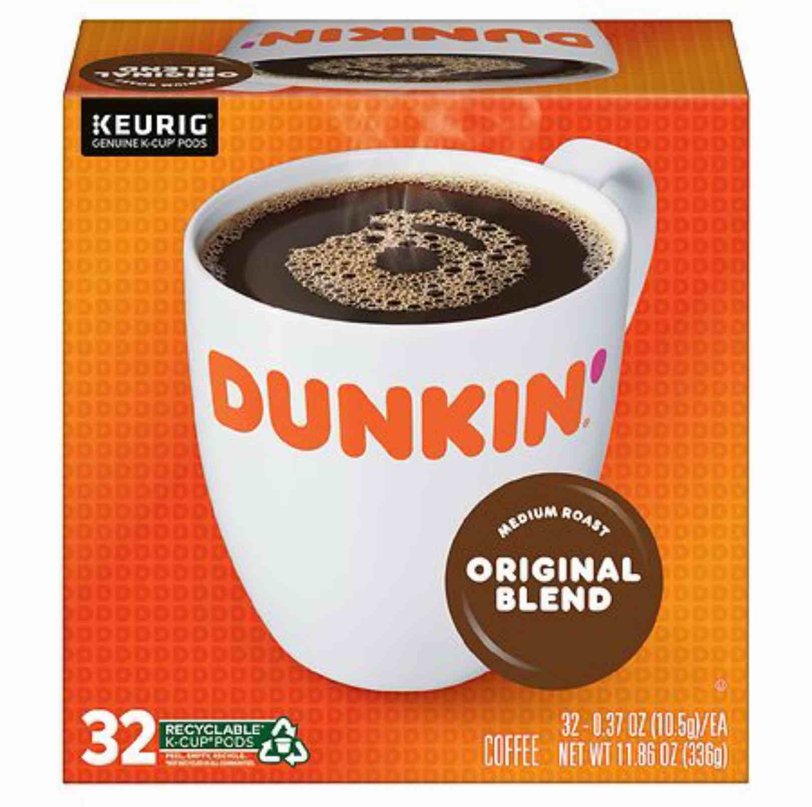 ((( best by 10/4/2024))) Dunkin Original Blend Coffee Medium Roast Keurig K-Cup Pods 32 Count Box