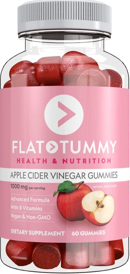 ((( best by 1/2025))) Flat Tummy Apple Cider Vinegar Gummies, 60 Count – ACV Gummies, Detox, Support Gut Health – Vegan-Friendly, Non-GMO - Beet and Pomegranate Superfood Powders, Vitamins B6, B9 & B12 60 Count (Pack of 1) Gummies