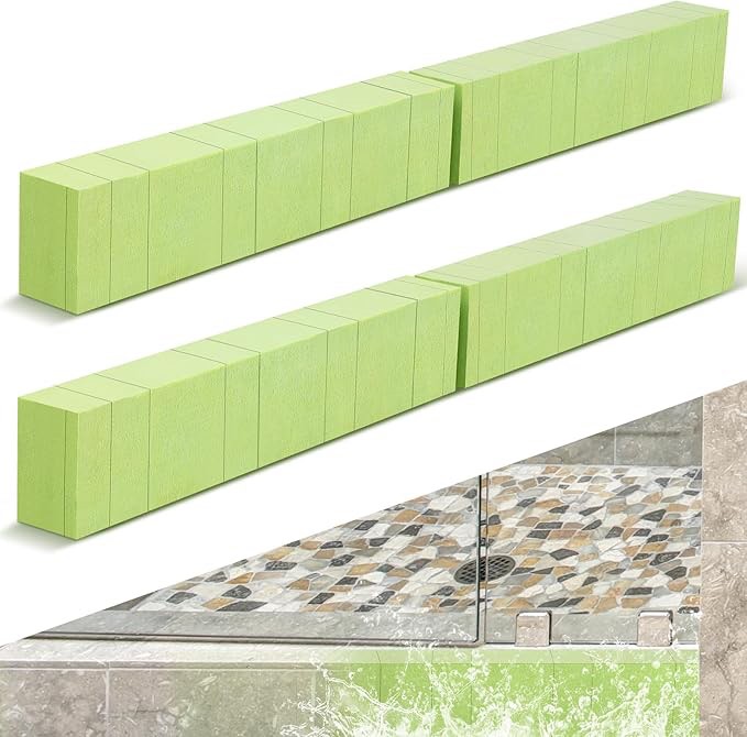 Drydiet 2 Set Shower Curb 60'' x 4'' x 6'' Cuttable Waterproof XPS Foam Curb Covering with PE Waterproof Membrane Easy Installation to Mortar for Bathroom Decoration