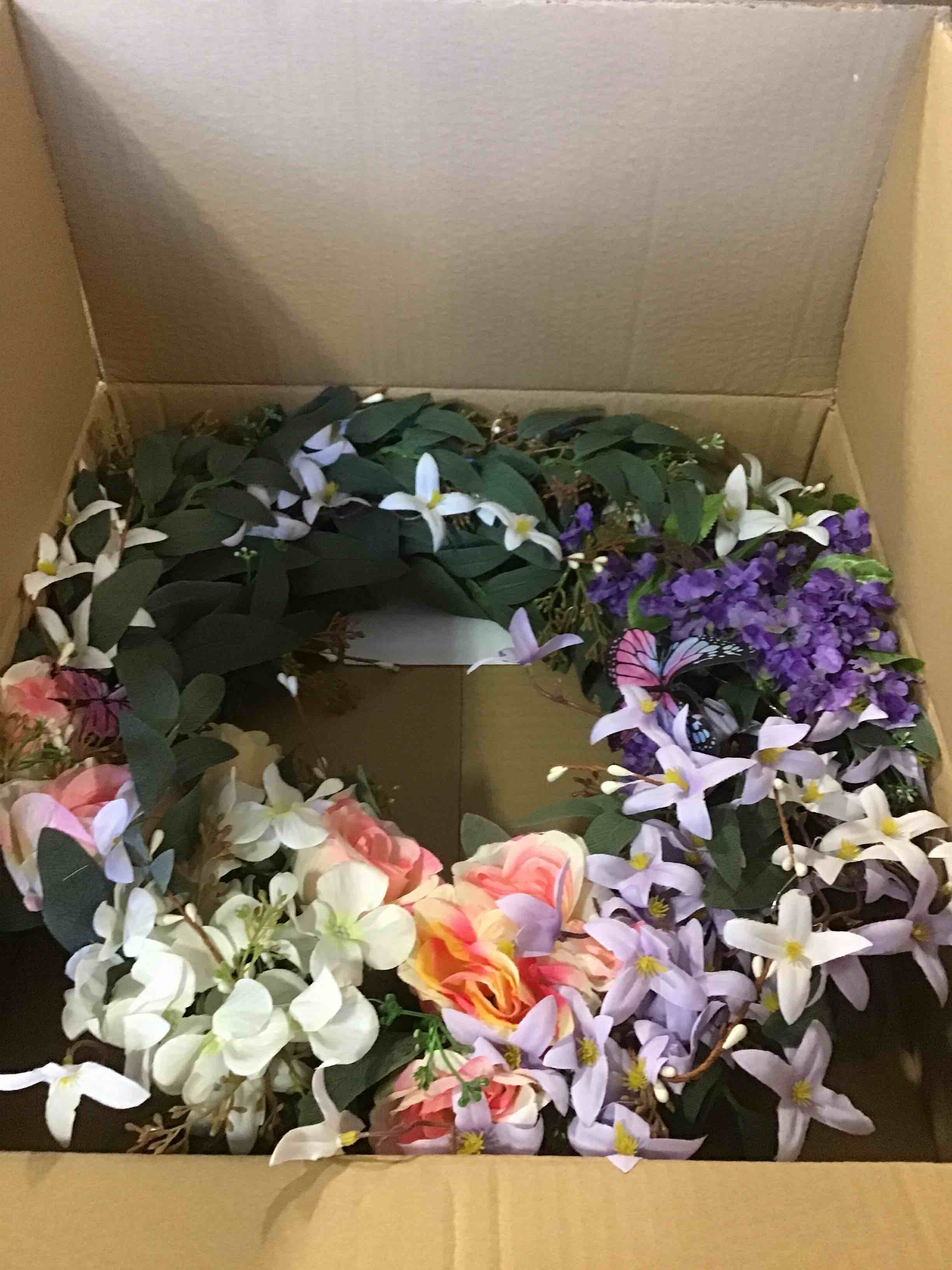 Valery Madelyn Pre-Lit Spring Flower Wreaths for Front Door with Lights, 24 Inch Hydrangea Roses Artificial Flowers Wreath for Wall Window Home Porch Indoor Wedding Anniversary Farmhouse Summer Decor