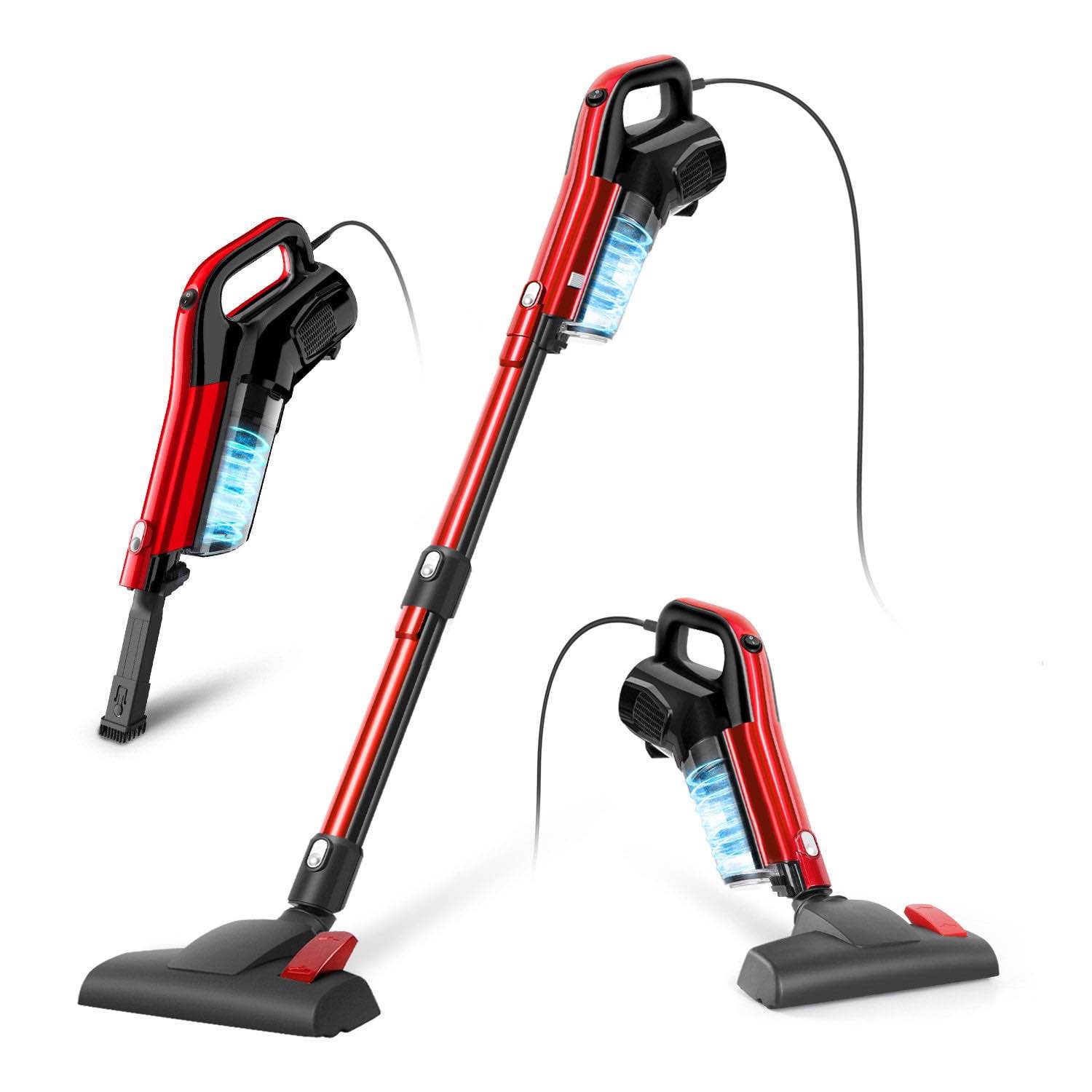 GeeMo 17Kpa Cord Stick Vacuum Cleaner with Adjustable Brush Head, 1.2L Large Dust Cup, Deep Cleaning for Hard Floor, Carpet