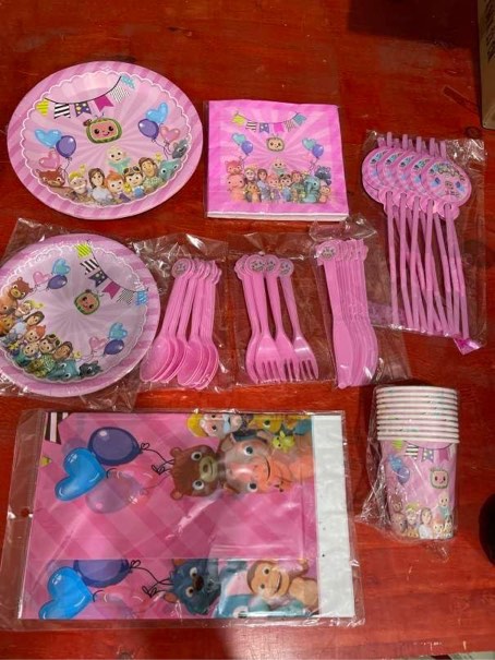 Pink Cartoon Baby Party and Birthday Supplies Set