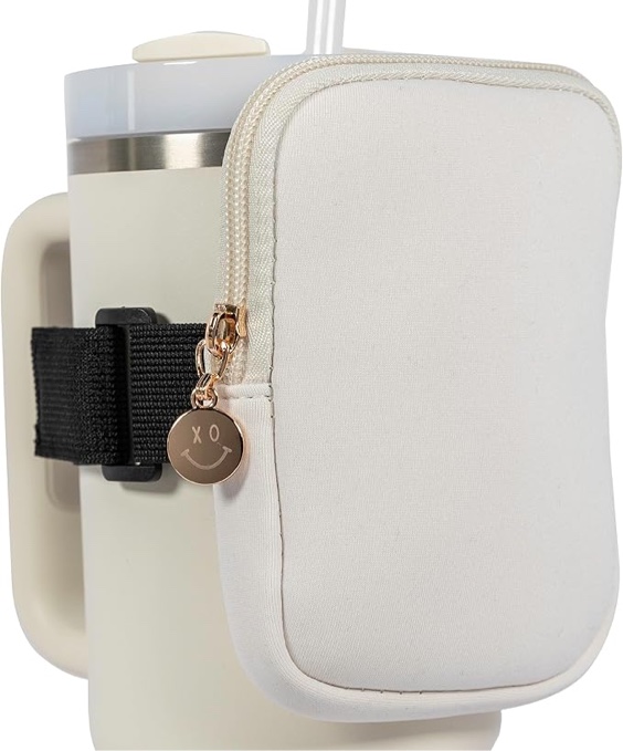 Water Bottle Pouch For Yeti Travel Mugs, Stanley Tumblers Quencher Adventure 40oz & Stanley IceFlow 20oz & 30oz, Stanley Cup Accessories(2 pcs ) For The Gym, Running, Shopping (Pearl