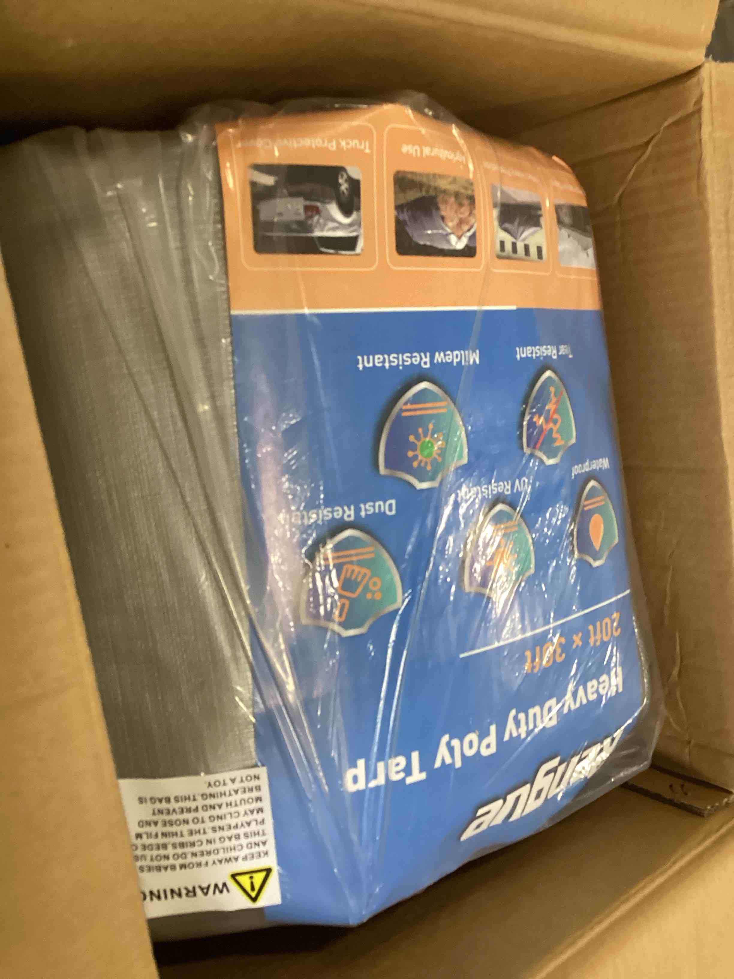 20x30FT HeavyDuty Tarp, 16 Mil Thick Cover Sturdy Waterproof Plastic