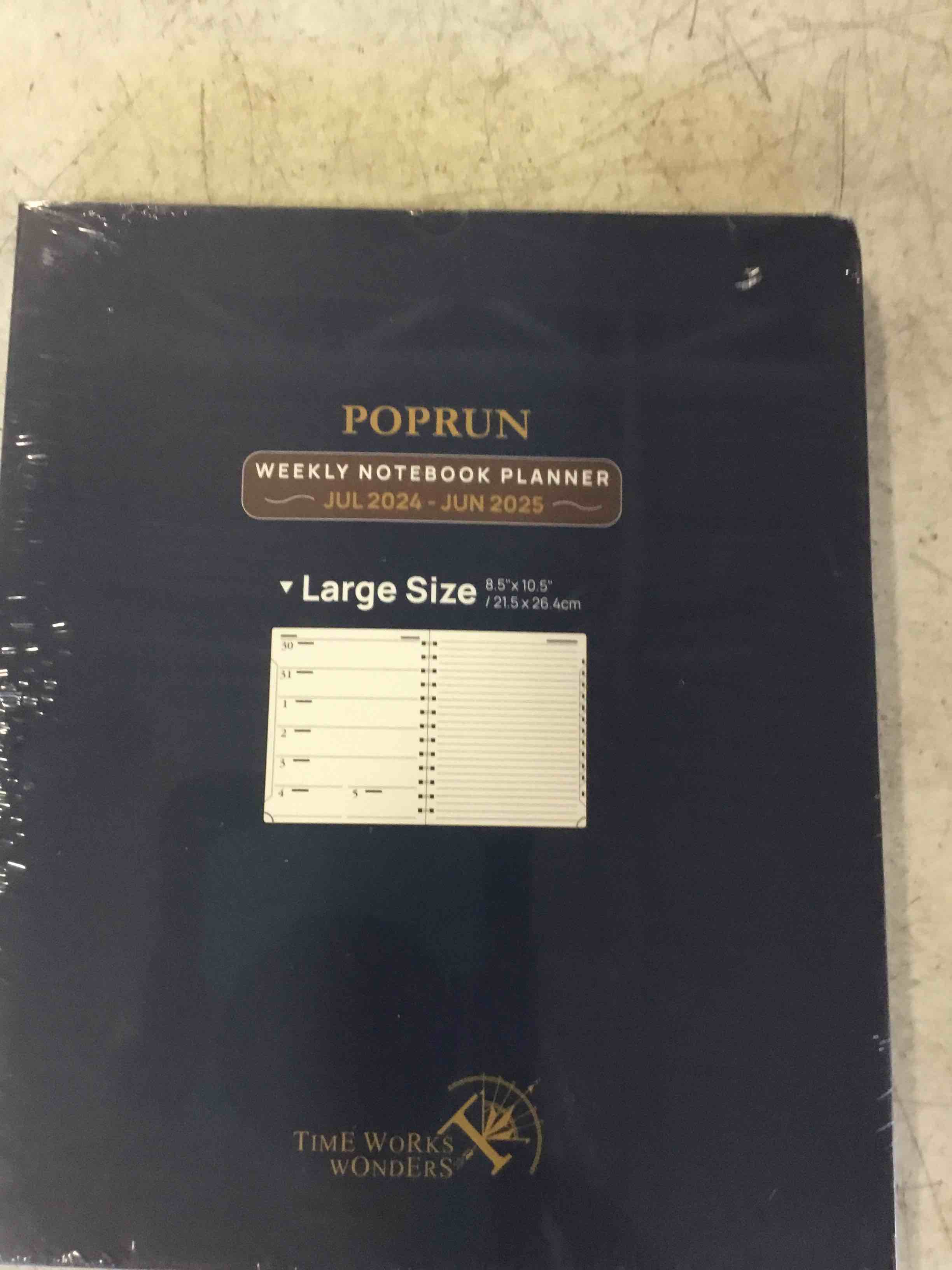 POPRUN Planner 2024-2025 Weekly Notebook 8.5''x 10.5'', Academic Calendar (JUL.24 - JUN.25) Appointment Book with Monthly Tabs, Spiral Soft Cover, Inner Pocket, 100 GSM - Brown