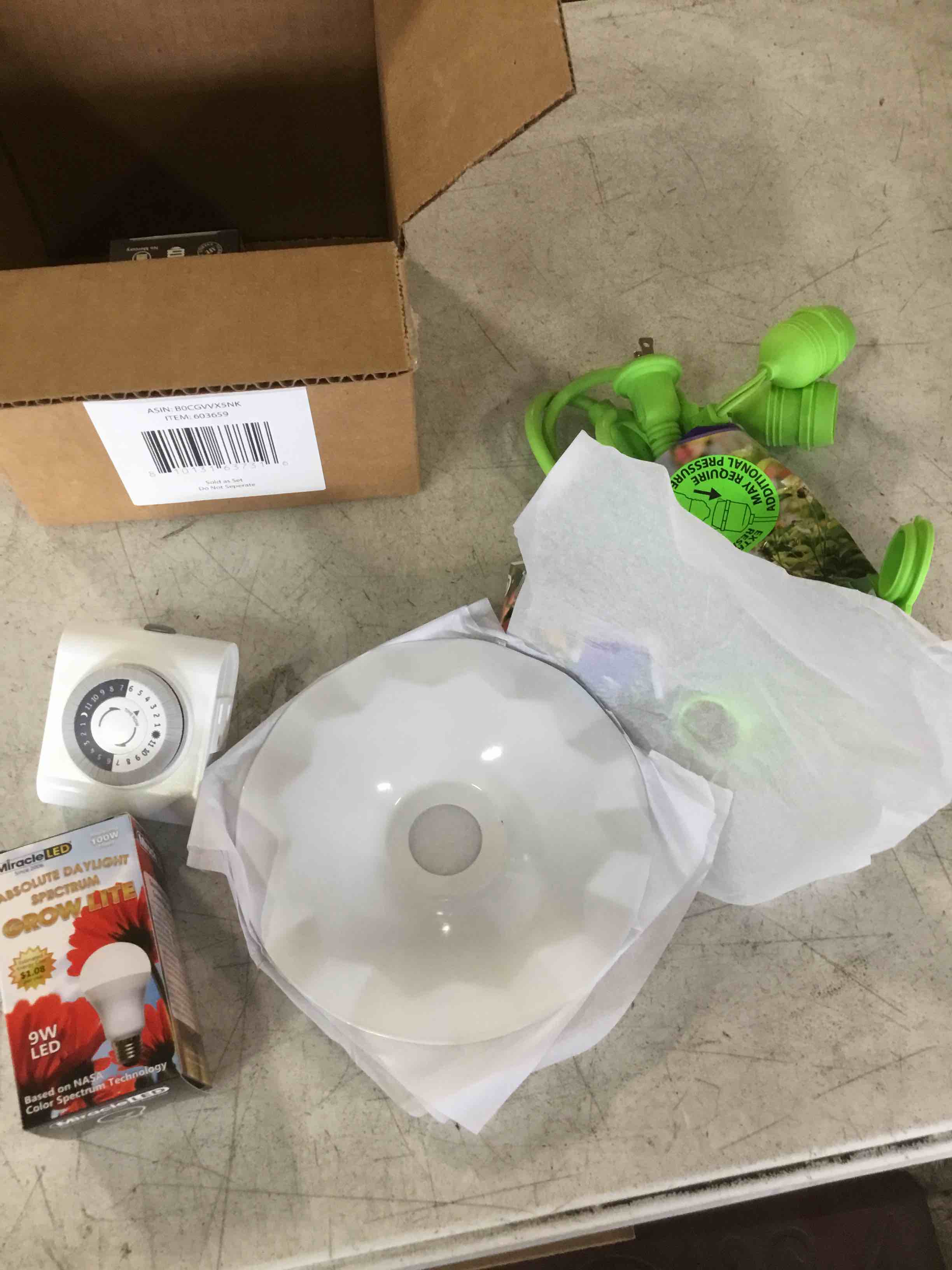 Miracle LED Greenhouse in a Box Indoor Grow Kit with White Designer Shade -Includes 4 Absolute Daylight Full Spectrum 100W Replace Grow Bulbs & 1 4-Socket Hanging Lights with Shade & Timer 1 Count (Pack of 1) Full Spectrum