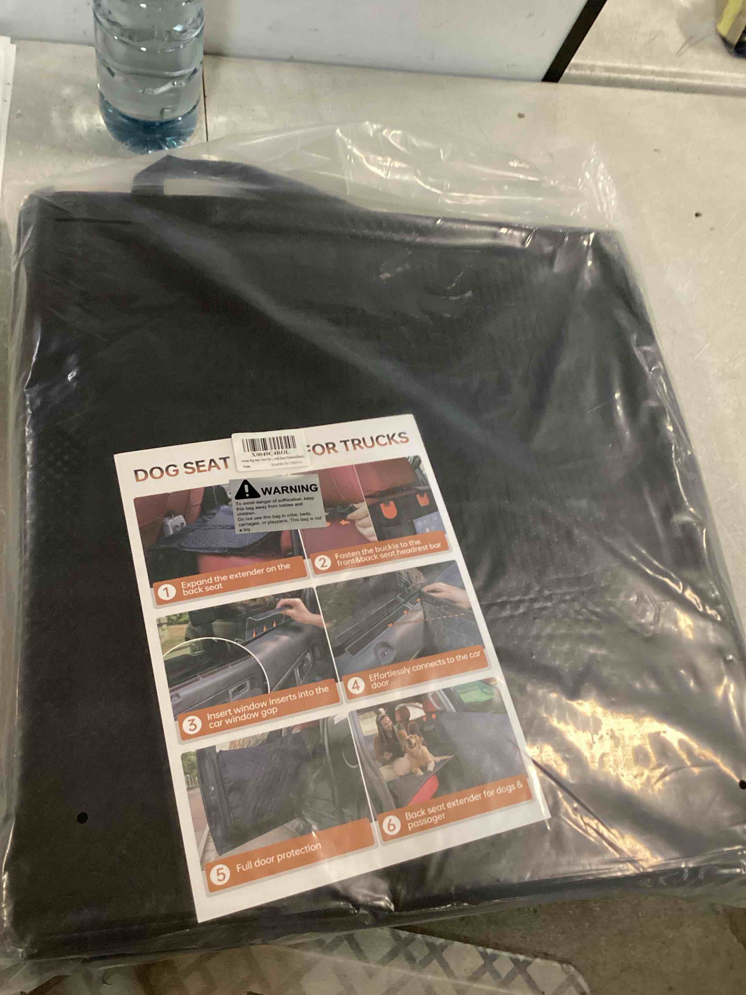 Senose Truck Dog Seat Cover Back Seat, Backseat Cover for Dogs in Car, Hard Bottom Car Seat Cover for Dogs Compatible with F150, RAM1500, Silverado, Back Seat Extender for Dogs Pets(Black) Black For Crew Cab Truck