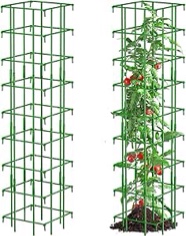 AMAGABELI GARDEN & HOME Tomato Cages for Garden Plant Support Cage Trellis 12.2"x52.3" Tomato Cage for Climbing Plants, 1Pack Square Folding Metal Plant Support Stakes Tower Garden Cages