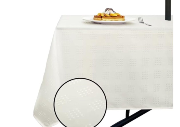 SpaceDresser Jacquard Rectangle Outdoor Tablecloth with Umbrella Hole, Spillproof and Waterproof Fabric Table Cloth, Washable Wrinkle Free Table Cover for Patio Spring Summer, 60 x 120 Inch Black 60 x 120 inch Plaid Pattern/white