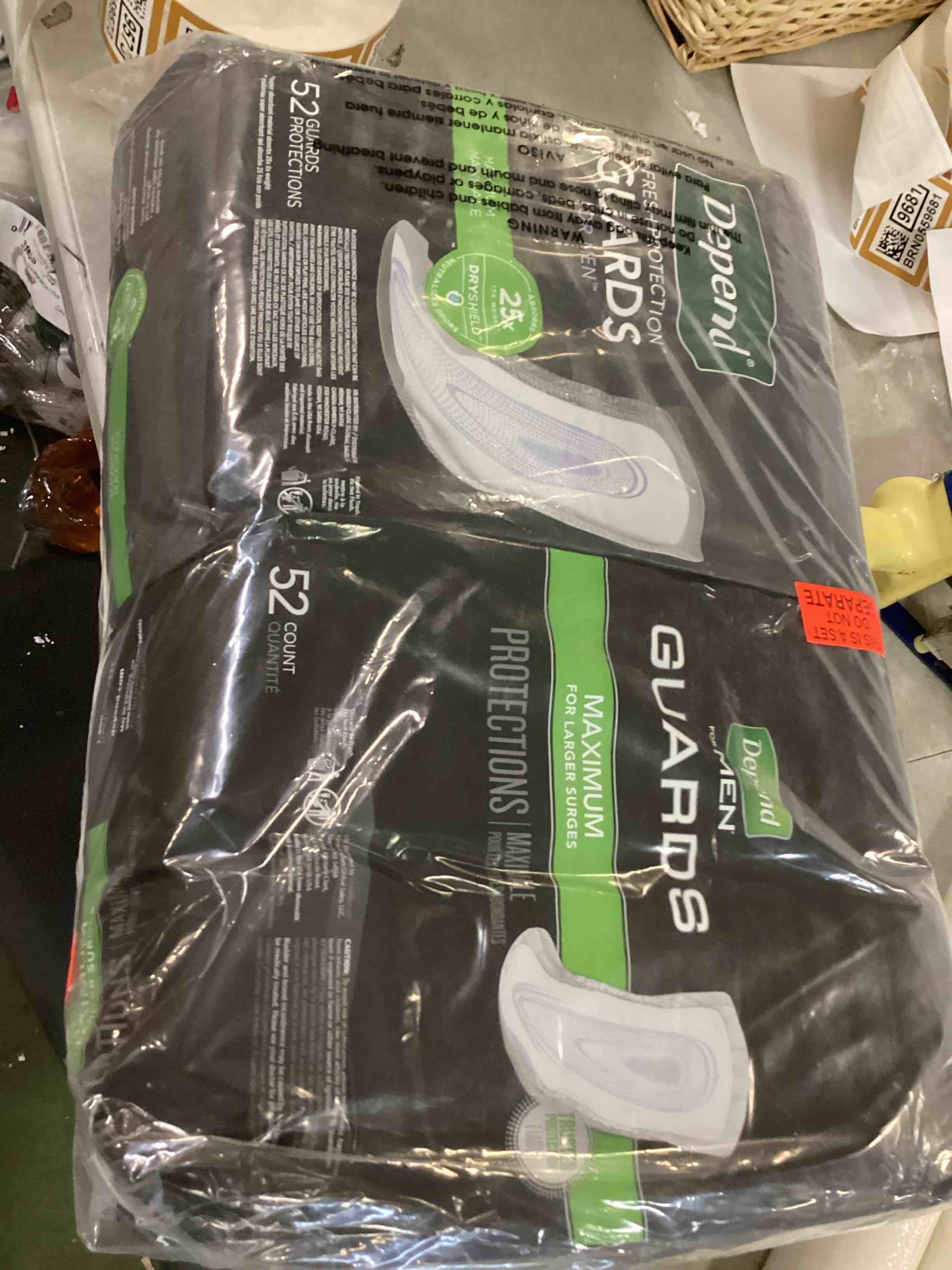 Depend Incontinence Guards for Men, Maximum Absorbency, 52 Count (Packaging May Vary) (2 Pack(52 Count))