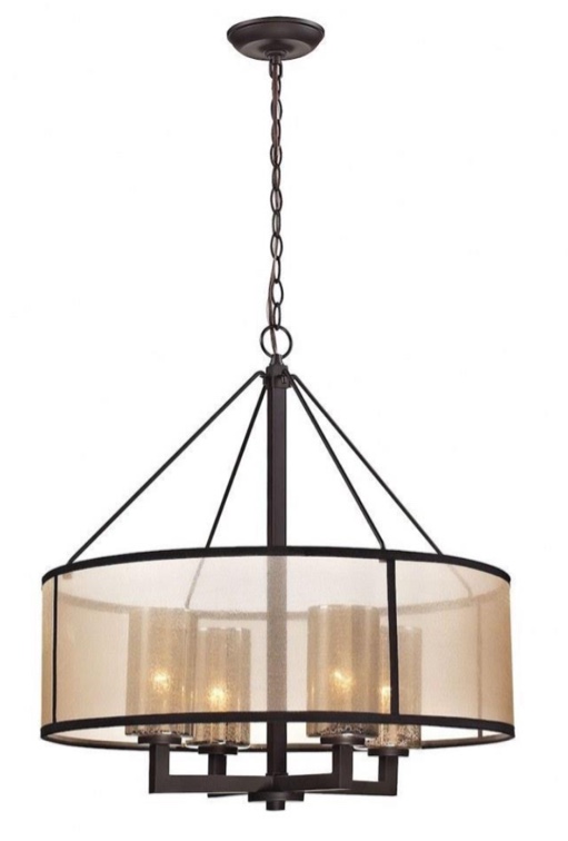 Four Light Bronze Up Chandelier