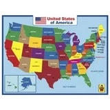 UNCLE WU United State Map Wall Poster For Kids -Double Side Educational Poster for Classroom Home -18 x 24 inch Laminated Waterproof