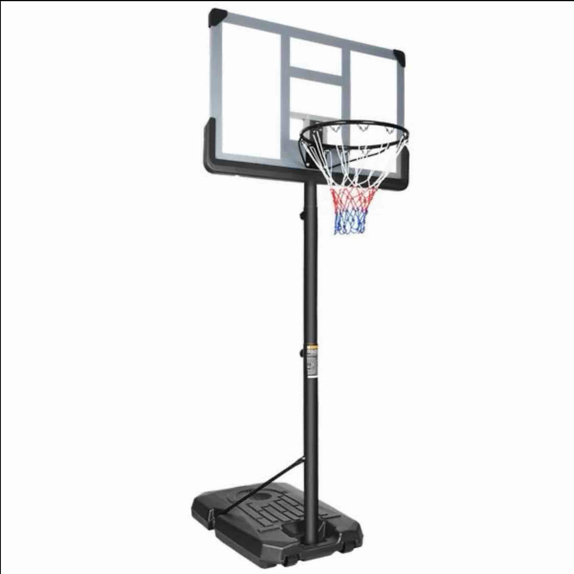 Outdoor Portable Basketball Goal Height Adjustable 6.6 ft. to 10 ft. with 44 in. Backboard, Base, Wheels (1-
