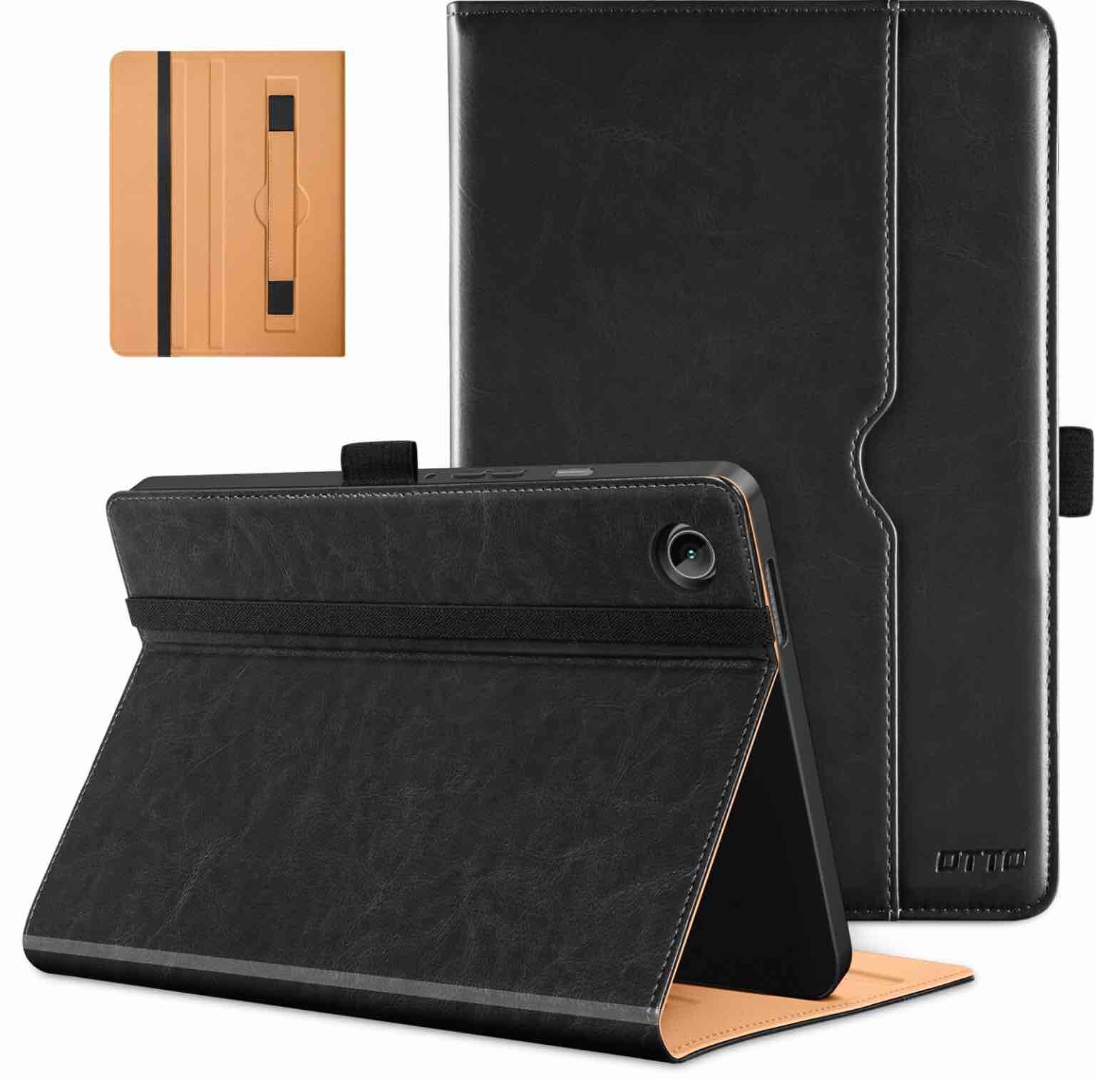DTTO for Samsung Galaxy Tab A9 Case 8.7 Inch 2023, Premium Leather Business Folio Cover with Hand Strap & Pocket for Galaxy Tab A9 Tablet (SM-X110/X115/X117), Black